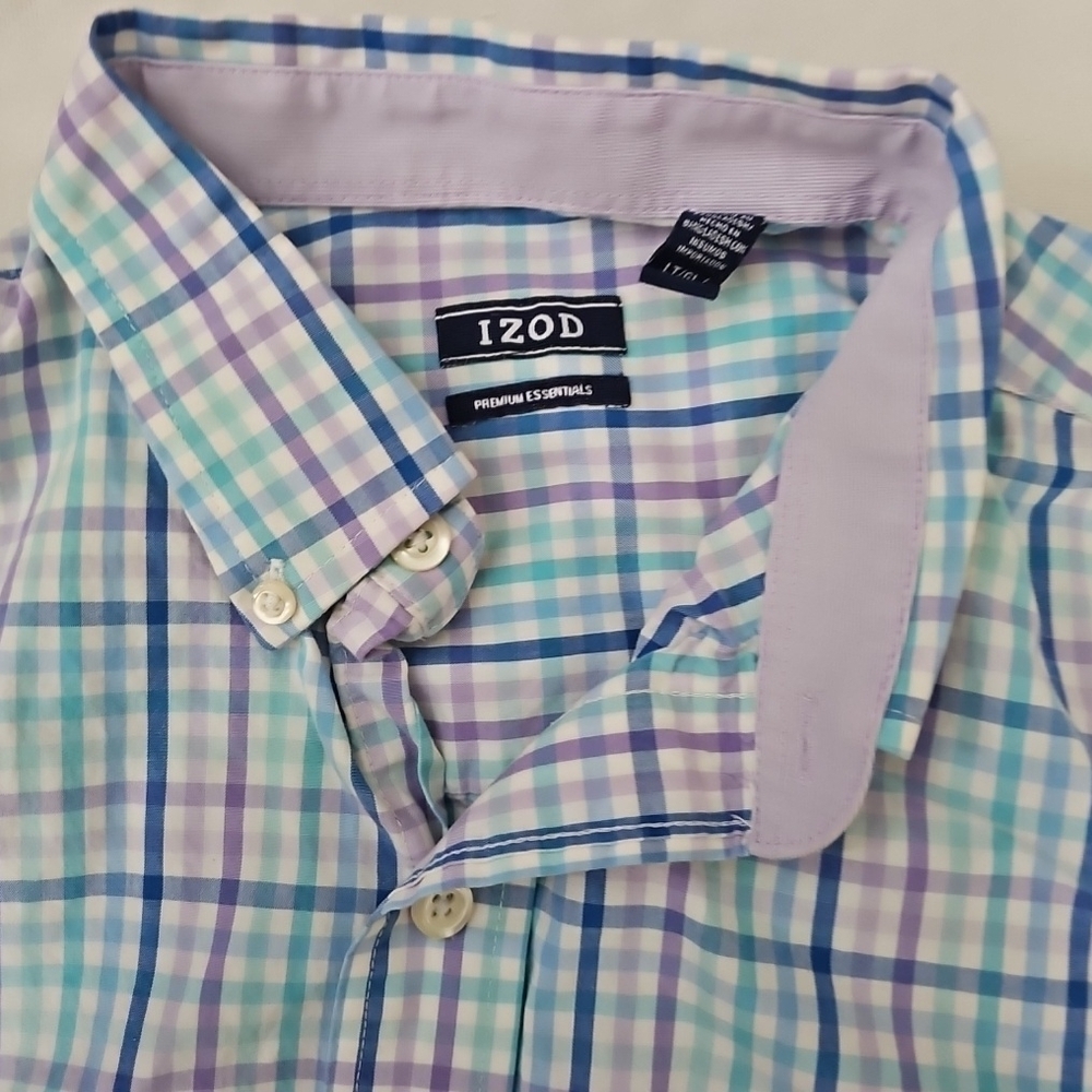 Izod Men's Plaid Shirt - Blue, Green, and Purple